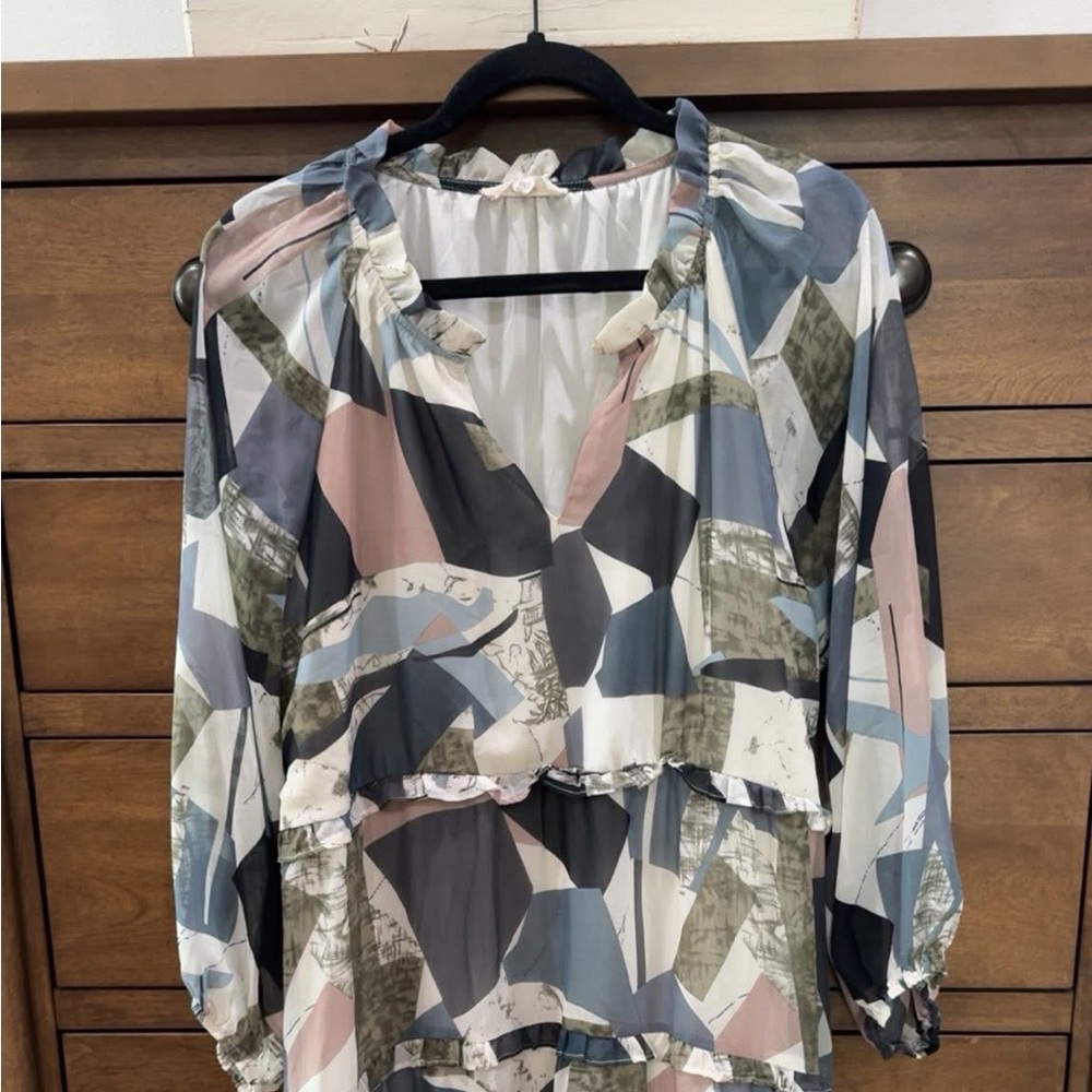 Entro Geometric Long Sleeve Dress
